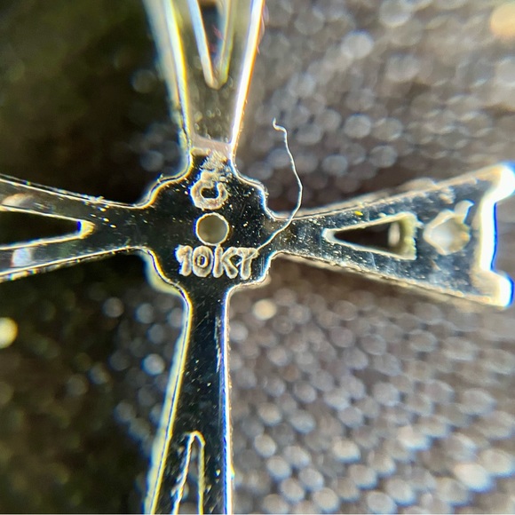 10K Gold Necklace with 10K Gold and Diamond Cross Pendant - Picture 4 of 6